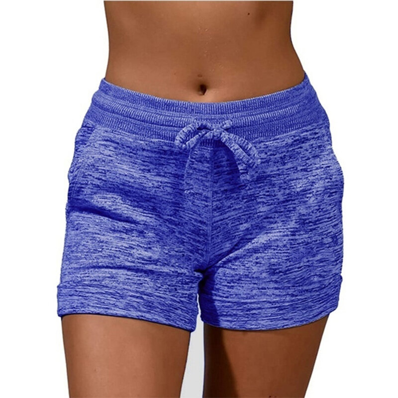 Pantalones cortos de talla grande para mujer, Shorts informales ajustados de Color puro, cintura elástica, deportivos, Fitness, S-5XL