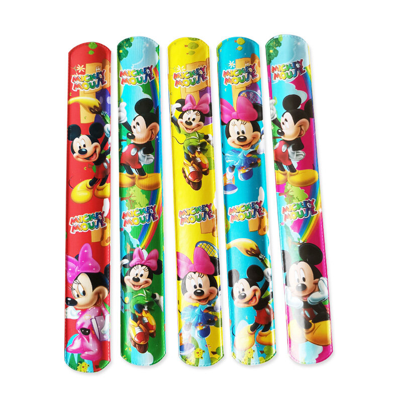 Minnie Mouse Slap Bracelet Toy para crianças, Mickey Mouse, Happy Birthday Party Favor, presente de lembrança, brinde fofo, 12 peças