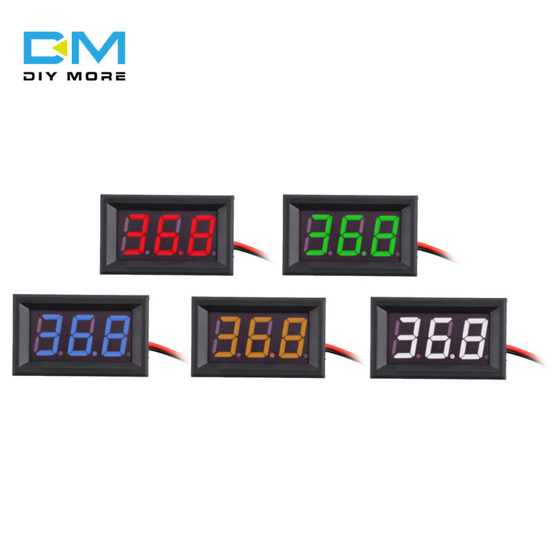 Voltmeter Mini DC 5-120V, pengukur tegangan Panel tampilan Digital LED biru 2 kawat 0.56 inci untuk Monitor baterai sepeda motor