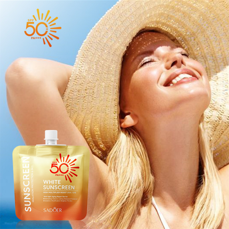 Crema protectora solar para el rostro, loción de aislamiento de Gel Spf50, blanqueadora, hidratante Facial, 30G
