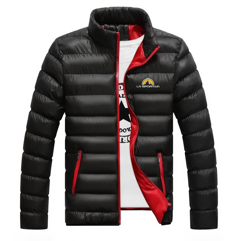 2024 autumn and winter men's La Sportiva Logo printing fashion outdoor high-quality warm four-color zipper cotton-padded jacket.