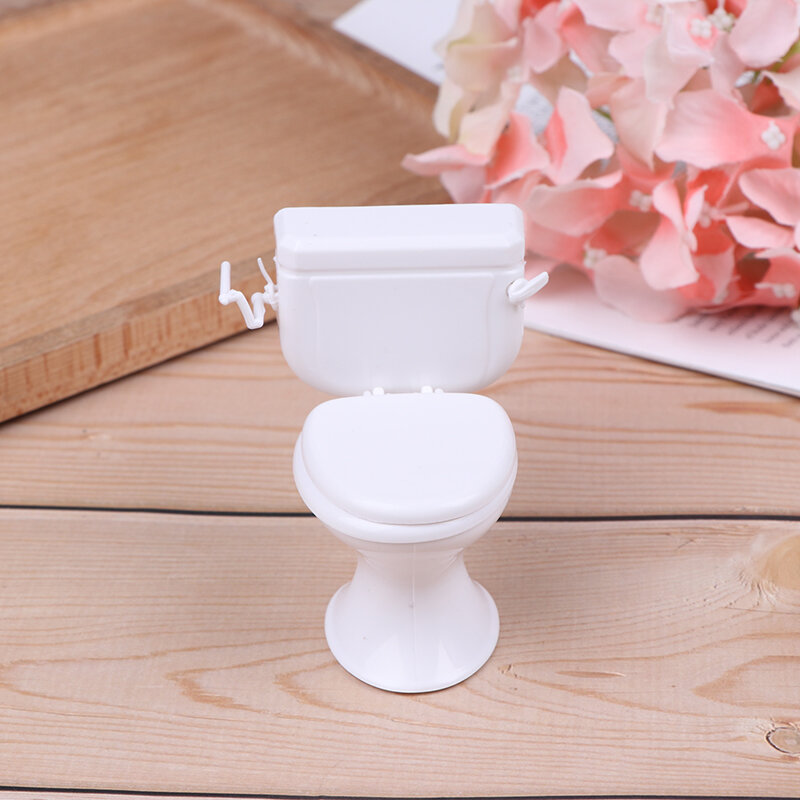 Dollhouse Furniture Vintage Bathroom Modeling White Toilet Doll House Miniature Baby Pretend Toys Dolls Accessories