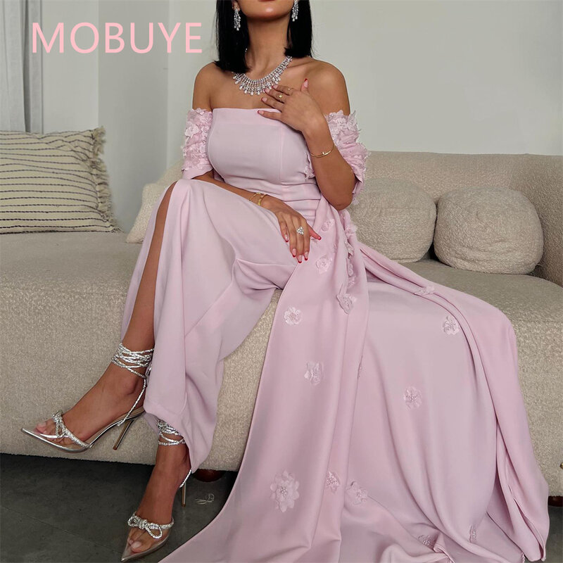 MOBUYE 2024 Арабский Дубай с открытыми плечами женское вечернее модное элегантное платье длиной до щиколотки для вечеринки для женщин