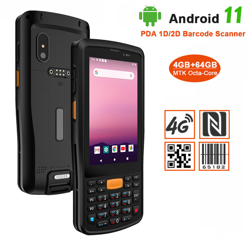 Pemindai PDA genggam Android 11, Terminal pemrosesan 2D Zebra SE4710 modul pemindai NFC WiFi Bluetooth GPS 4G Google Store