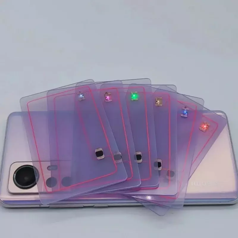 Customized.product.213 215 216 NFC Card Transparent PVC Led Light for access control wristband card/ Credit Card Cashless P