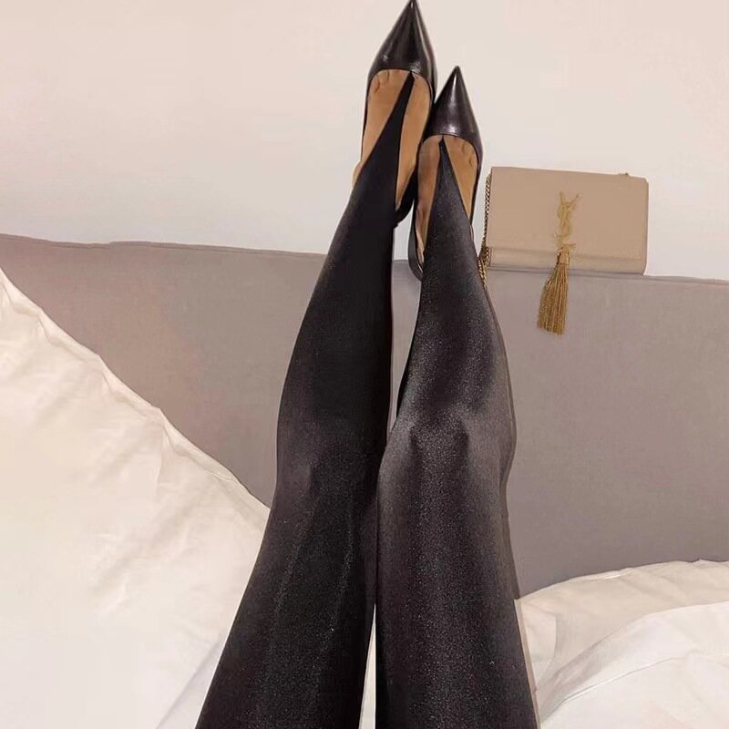 Frühling schwarz hoch taillierte dünne y2k lange koreanische Mode Frauen Hosen sexy Glitzer Casual Club Leggings Hosen