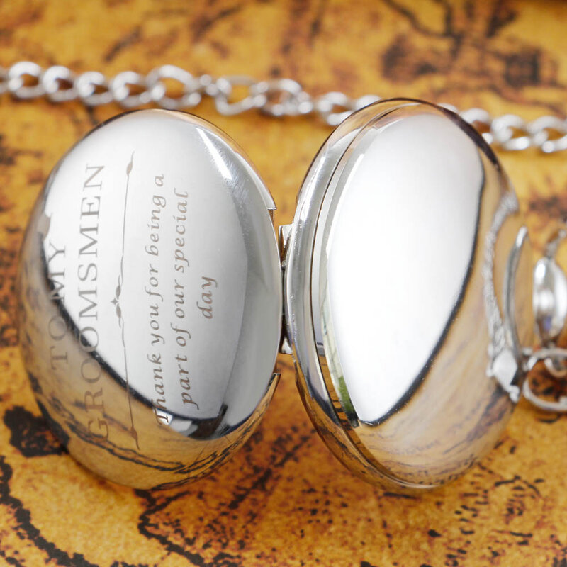 New “To My Groomsman” Pocket Watches Necklace Pendant Necklace Quartz Pocket Watch Birthday Wedding Anniversary Gift