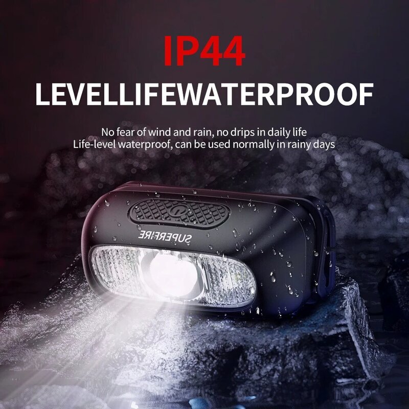 SUPERFIRE serie HL05 Mini faro portatile faro a induzione sensore ricaricabile USB luce di lavoro lanterna di emergenza da campeggio