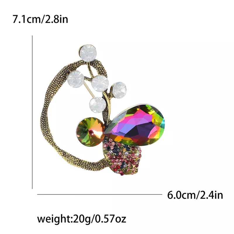 Rhinestone Flower Broches para Mulheres, Multicolor Crystal Glasses Pin, Trendy Office Party Accessories, Presentes para Amigos, Unisex