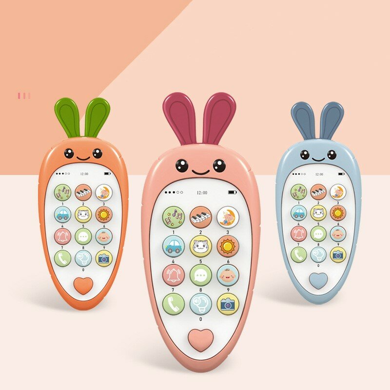 2023 Baby Cartoon Simulation Mobile Phone Toy Children's Music Early Education Story Machine Bilingual Learning Toy Tiktok