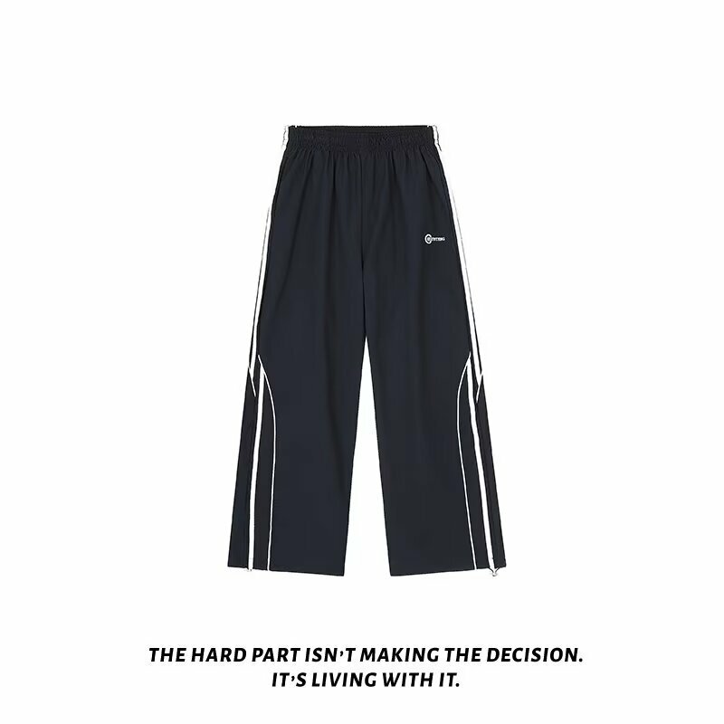 Женские спортивные брюки QWEEK Y2k в полоску, мешковатые винтажные широкие брюки с парашютом, уличная одежда, повседневные брюки оверсайз в стиле хип-хоп для бега