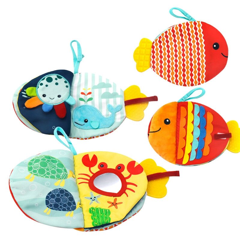 Creative Fish Cloth Book Cartoon Sea Animals Doll Baby Early Education Soothing Toy Washable Enlightenment Cloth Book
