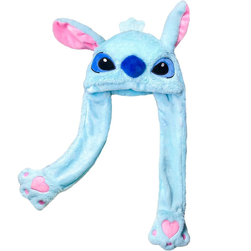 Мультяшная шапка со стичем и ушами, плюшевые уши кролика, движущиеся прыгающие игрушки, наряд, смешное искусство для детей, рождественский подарок для взрослых