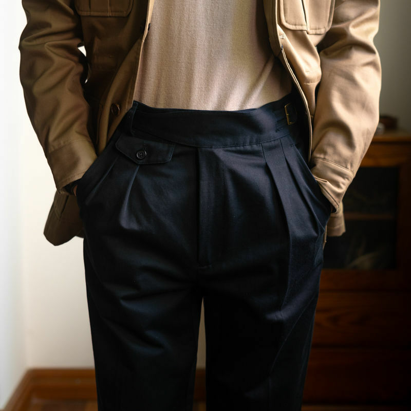 Celana panjang lurus longgar pria, Bawahan kasual bisnis warna Solid katun Retro laki-laki V83 2023