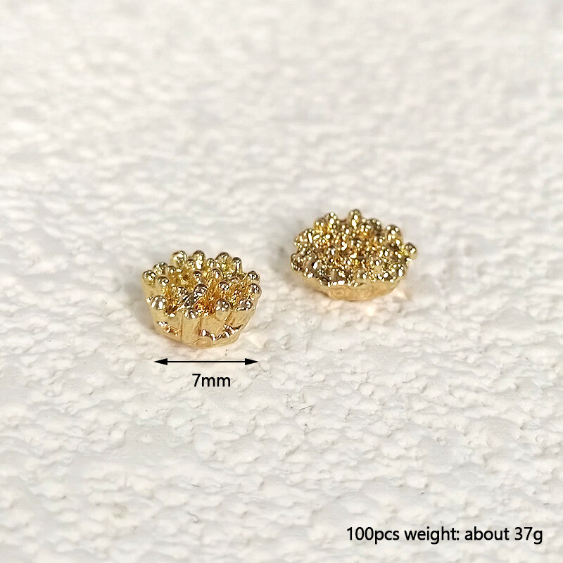 Bulk 100pcs 7mm Gold Flower Stamen Alloy Flatback Embellish DIY Earring Parts Findings Jewelry Accessory