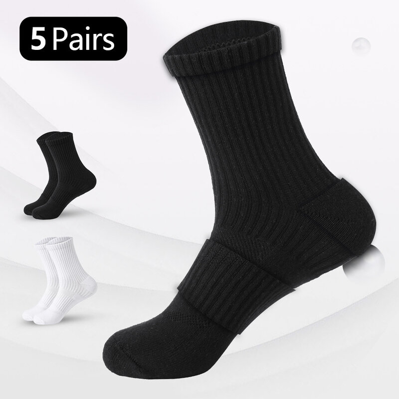5 Pairs/lot Men Socks Towels Cotton Breathable Long Business Harajuku Socks Solid Gentleman Sox Sokken Outdoor Sports Socks