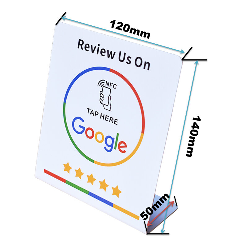 Google Review Pantalla de soporte NFC Pantalla de mesa Soporte de tarjeta NFC Tap Reseñanos en Google NTAG 216 888 bytes Soporte NFC