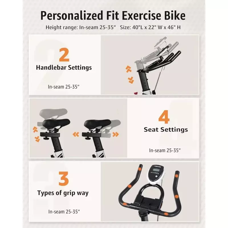 YOSUDA 실내 사이클링 자전거 브레이크 패드, 마그네틱 고정 자전거, 아이패드 마운트, 편안한 시트 쿠션