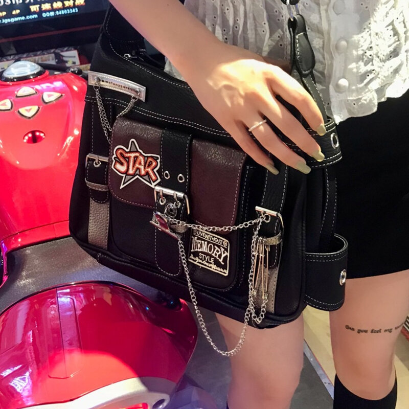 Borsa da donna Punk Vintage borse a tracolla di grande capacità in stile motociclistico per le donne borsa a mano di tendenza per ragazza calda per regalo