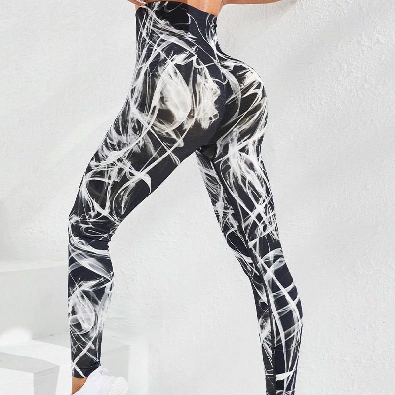 Mallas sin costuras con estampado 3D para mujer, pantalones de Yoga de cintura alta, elásticos, para Fitness, levantamiento de cadera, entrenamiento, correr