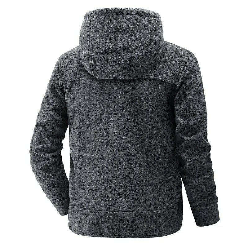 Men's windproof and cold resistant fleece sports winter hooded warm thick jacket 네셔널지오그래픽 Hooded warm clothes