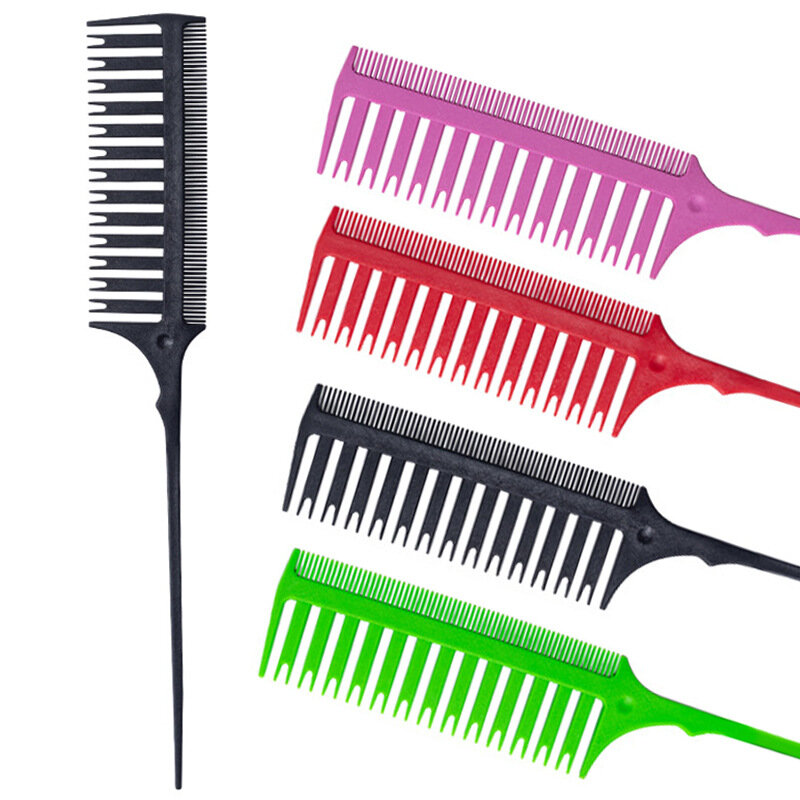 Fibra de carbono dupla face Pointy Tail Hairdressing Comb, Partição de cabelo, Destaque, Tingimento, Ferramentas de estilo