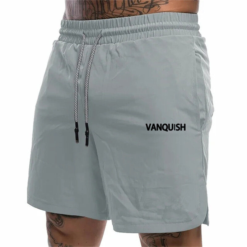 Новые мужские летние шорты на шнуровке, с принтом букв V и Q, модные повседневные спортивные дышащие шорты для фитнеса