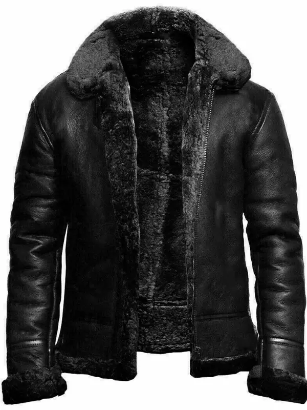 남성용 PU 가죽 재킷, 두꺼운 따뜻한 파카, 모피 플리스, 이너 비즈니스 코트, 캐주얼 남성 방수 다운 바이커 재킷, 겨울