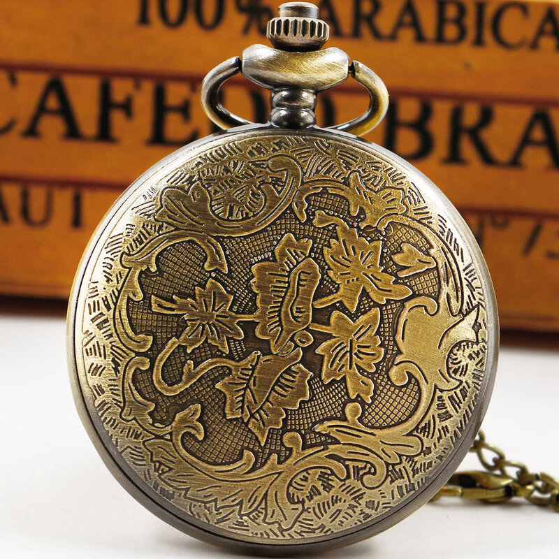 Chinese Style Dragon Carving Quartz Pocket Watch Antique Vintage Charm Mens Unisex Necklace Pendant With Chain Pocket Fob Watch