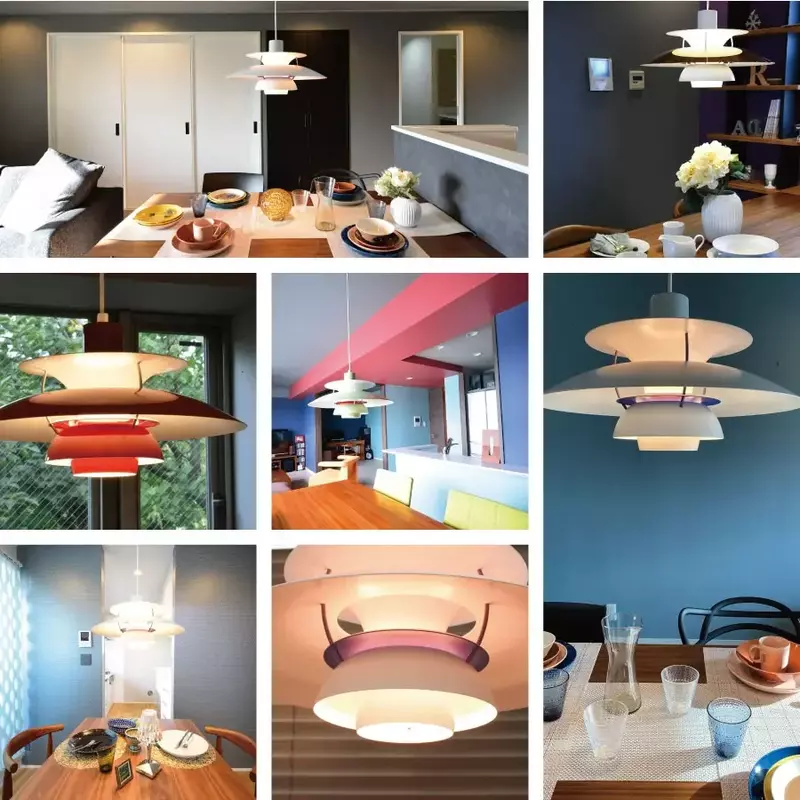 Lampu gantung desain Denmark, lampu gantung tinggi E27 berkepala tunggal untuk dekorasi pencahayaan Bar kreatif ruang tamu dapur warna