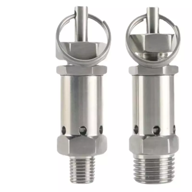 1/4" 3/8" 1/2" NPT Male 0-4  0-8 8-10 Bar Adustable 304 Stainless Sanitary Spring Pressure Relief Safety Valve Air Compressor