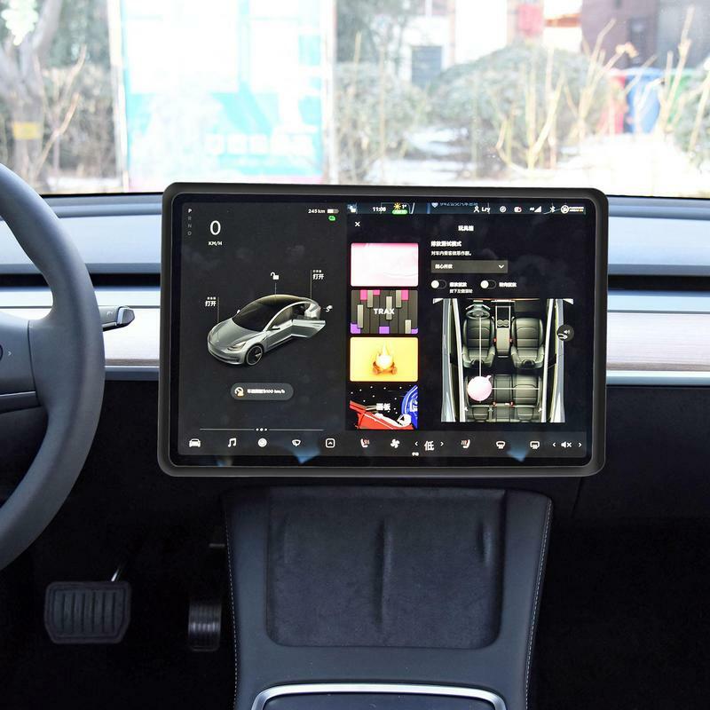 Selubung layar sentuh kontrol tengah mobil, bingkai pelindung layar navigasi mobil untuk Model 3/Y modifikasi dekorasi Interior mobil