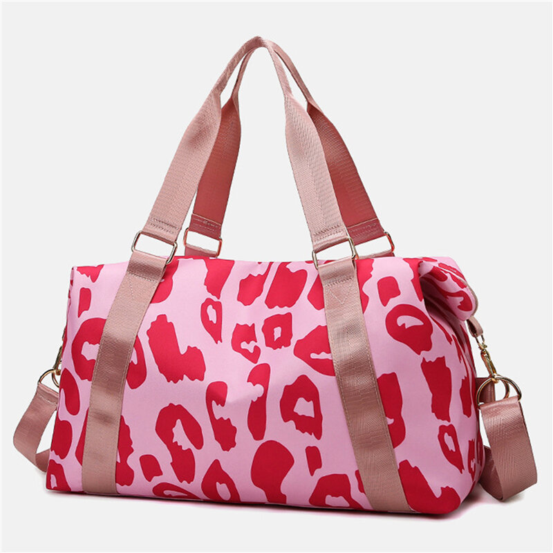Women Weekend Handbag Dry Wet Separation New Fashion Travel Luggage Bag For Women Leopard Print Oxford Cloth Handbag For Gym
