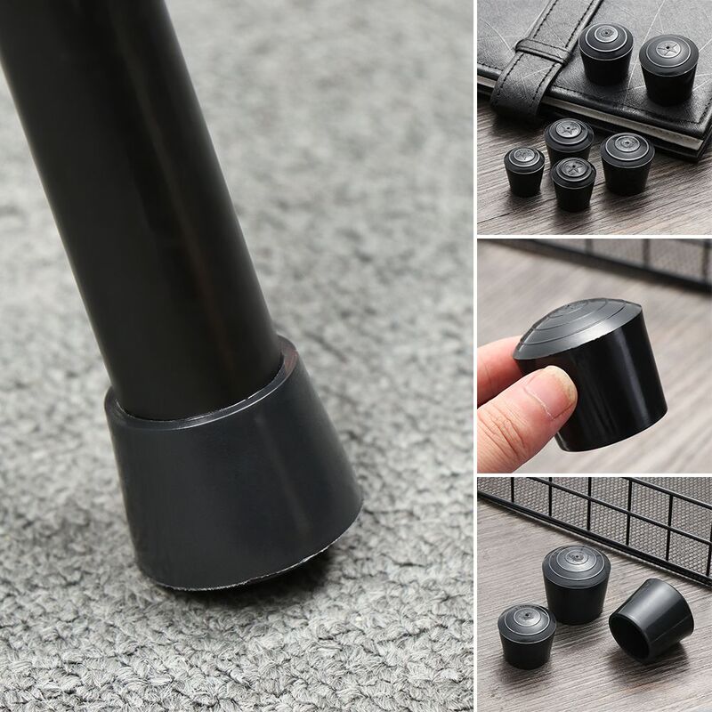 Couvre-pieds coordonnants en caoutchouc pour chaise de table ronde noire, accessoires de meubles, 10 pièces/paquet