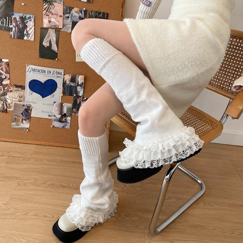 Retro Women's Leg Warmers New Autumn Winter Spicy Girl Elephant Leg Socks JK Horn Style Lolita T-shaped Socks