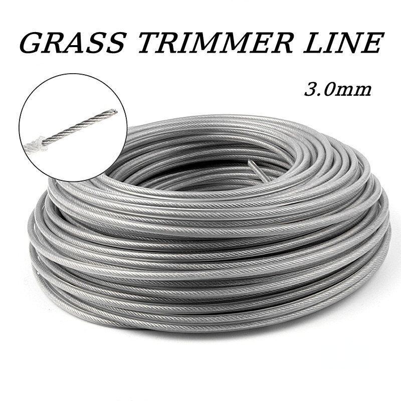 LUSQI 5M/10M/15M Steel Wire Nylon Grass Trimmer Line Brushcutter Trimmer Rope Lawn Mower Cord Long Round Roll Grass Replacement