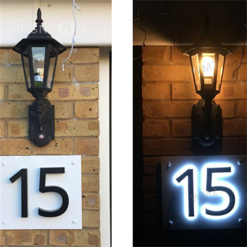 Metall LED Licht Buchstabe 3d Edelstahl Nummern schild hinter leuchtete Schilder Außentür schilder Home Hotel Adress nummer