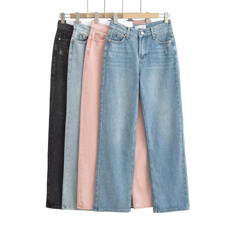 Jeans larghi pantaloni da donna Jeans a gamba larga pantaloni da donna Jeans Vintage donna moda Street pantaloni larghi in Denim