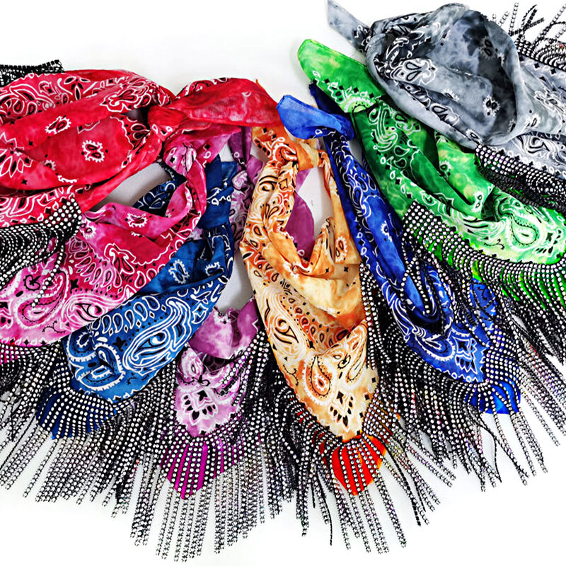 Bufanda cálida con borlas de diamantes de imitación incrustados para mujer, bufandas coloridas personalizadas para fiesta, accesorios de ropa, regalos