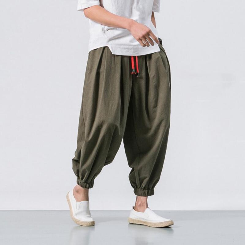 Harems hose mit elastischem Bund Harems hose im chinesischen Stil mit elastischem Kordel zug Bund Seiten taschen für Streetwear