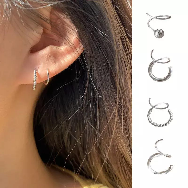 Vintage Metal Copper Round Bead Twist Geometric Spiral Double Layer Earring For Women Butterfly Spiral Earring Fashion Jewelry