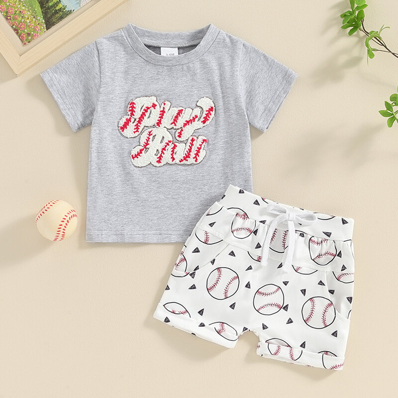Toddler Baby Boy Summer Outfit Take Me Out to The Ball Game T Shirt Tops Baseball Print Shorts Cute Clothes Set