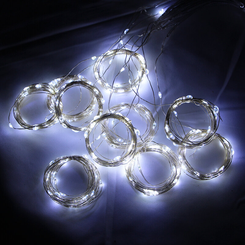 Tirai LED lampu peri baterai USB String lampu bertenaga Natal karangan bunga untuk Tahun Baru pesta pernikahan berkemah Dekorasi Rumah