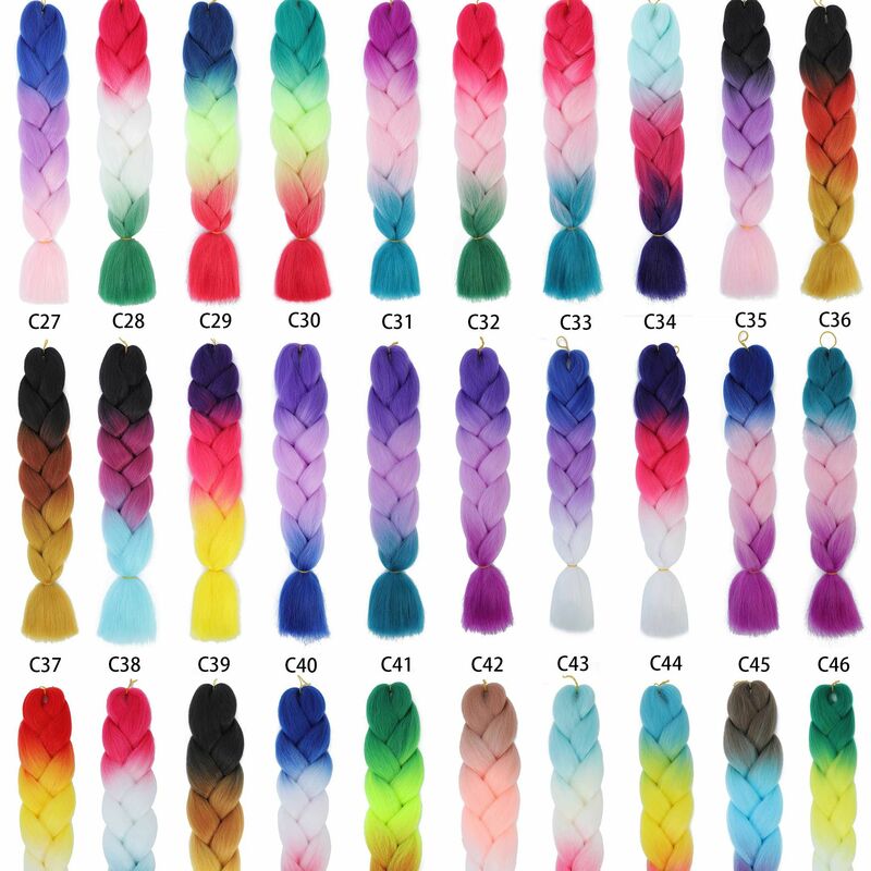 Extensões de cabelo KaneKalon para mulheres brancas, 99 tranças sintéticas coloridas brilhantes Twist, Ombre Color, Tranças Jumbo, Cabelo trançado