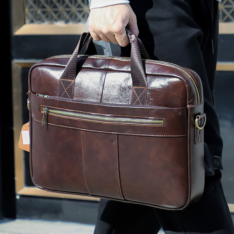 Новый винтажный кожаный мужской портфель сумка через плечо большой вместимости 15,6 дюйма
