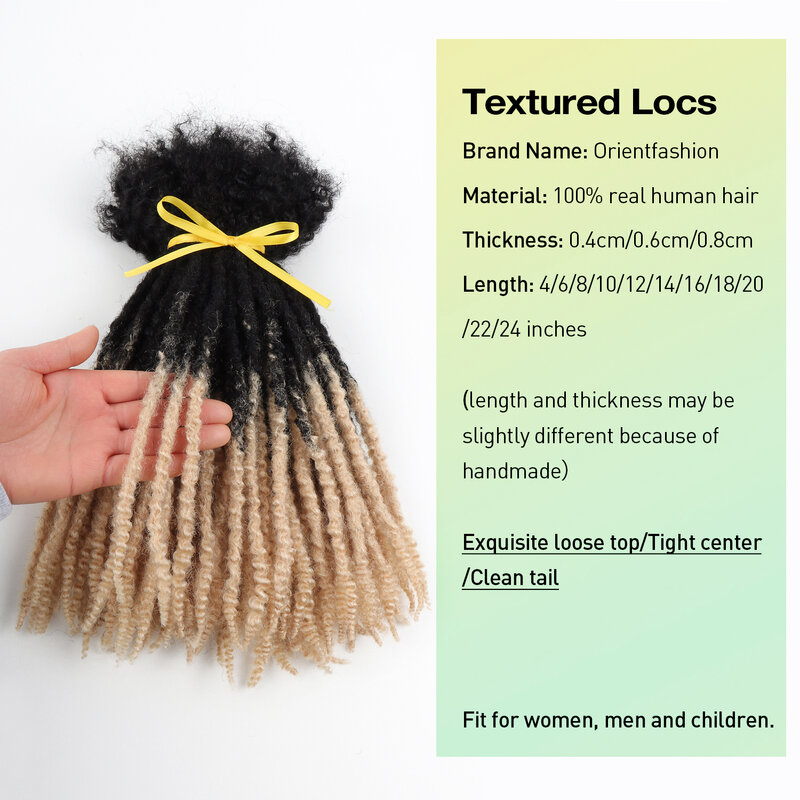Orientfashion natural human hair textured locs retwist bohe man dreadlocs hair vedor coroful honey coiled curly loc