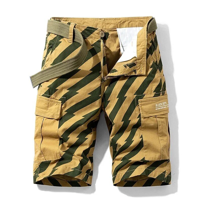 Pantaloncini Cargo a righe da uomo pantaloncini tattici estivi in cotone traspirante Outdoor Multi tasche escursionismo pantaloncini militari maschili