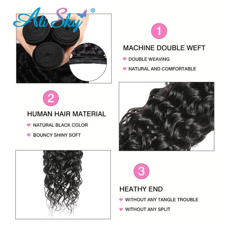 4 bundel gelombang air bundel rambut manusia rambut Brasil bundel rambut basah dan bergelombang rambut manusia untuk WANITA HITAM 1/3/4 buah