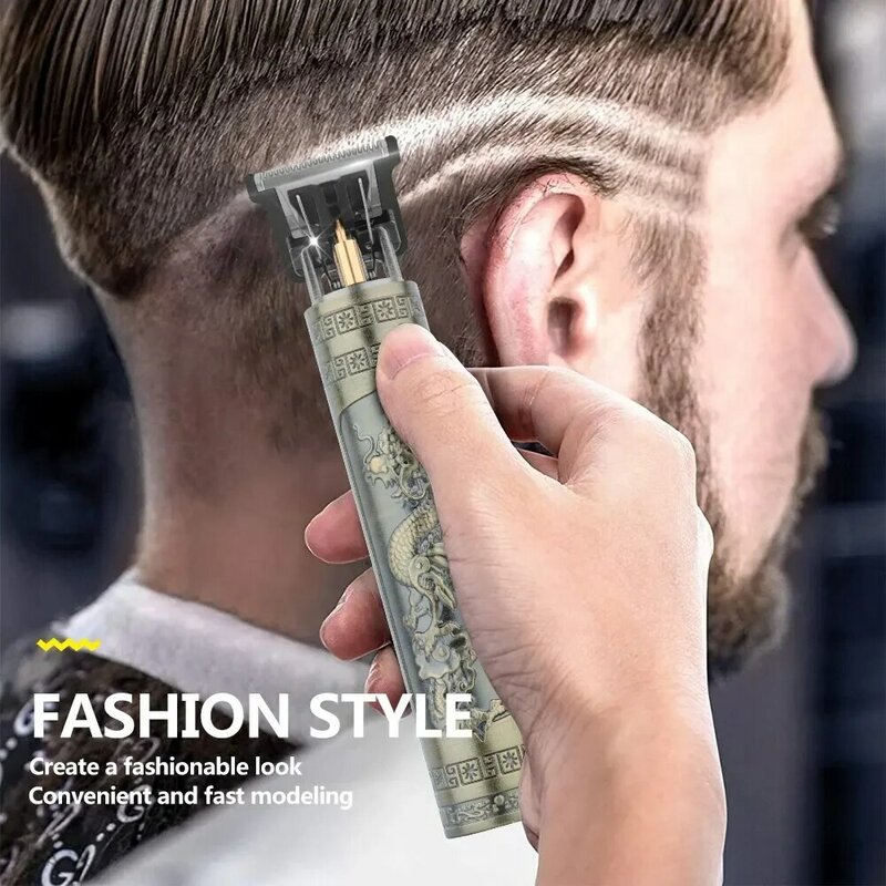 Tondeuse-Vintage T9 profissional cabelo clippers masculino, aparadores de cabelo elétricos, máquina de corte, barbeador, profissional, dragão