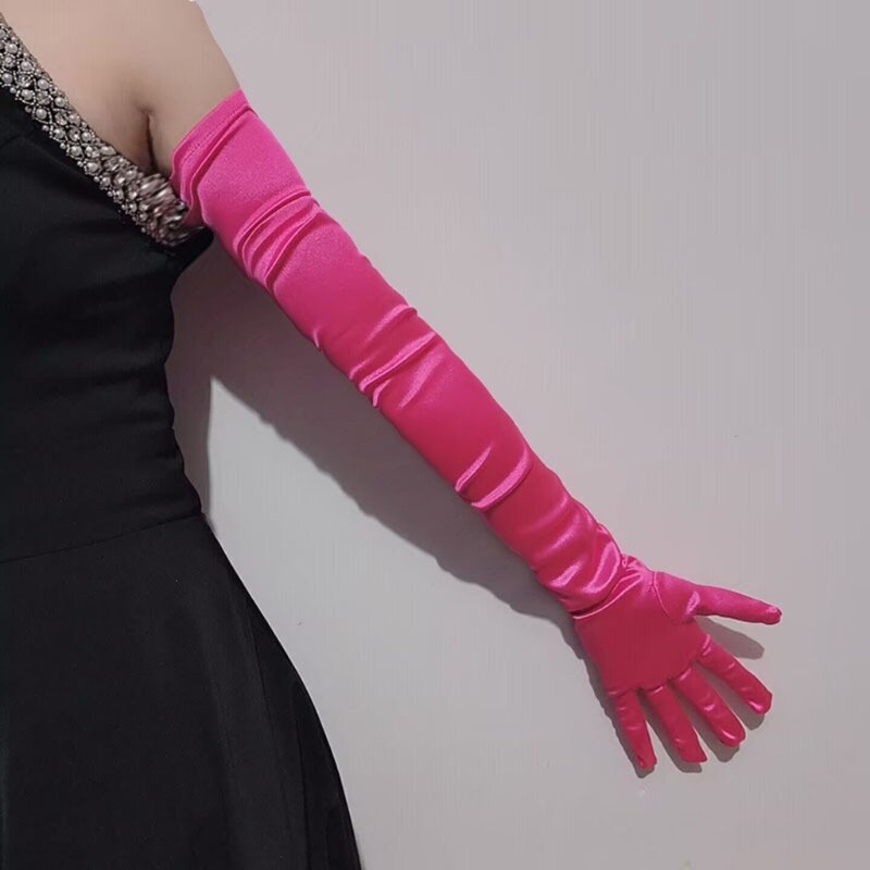 Длинные перчатки Клубные выступления на сцене Атласные перчатки Леди Танцевальный костюм Перчатки